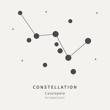 The Constellation Of Cassiopeia. The Seated Queen - Linear Icon. Vector Illustration Of The Concept Of Astronomy.