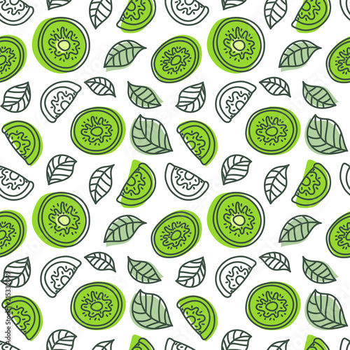 Kiwi Seamless Pattern Hand Drawn Fresh Tropical Fruit Images, Photos, Reviews