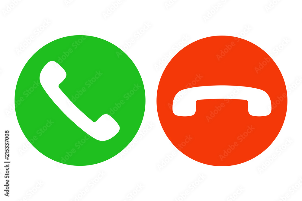 Answer and decline phone call buttons. Green and red. Vector. - obrazy, fototapety, plakaty 
