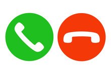 Answer And Decline Phone Call Buttons. Green And Red. Vector.