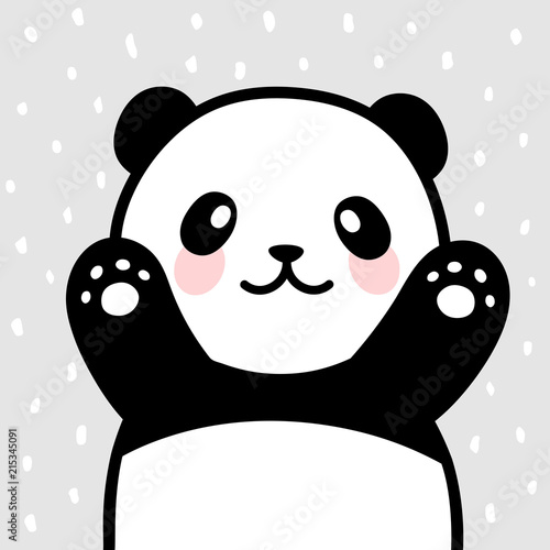 Panda vector print, baby shower card. hello panda with balloon ...
