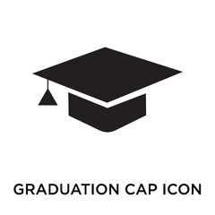 Graduation cap icon vector sign and symbol isolated on white background, Graduation cap logo concept