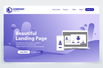 Wall Mural - beautiful Landing Page website Template Design concept vector