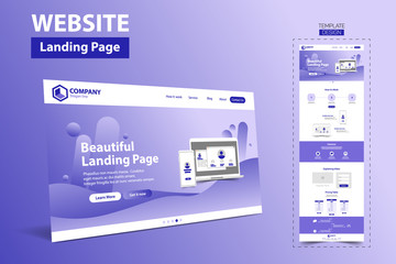 Wall Mural - beautiful Landing Page website Template Design concept vector