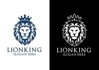 Lion King Vector Logo Design with Crown Concept