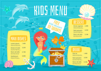 Children menu meal template.