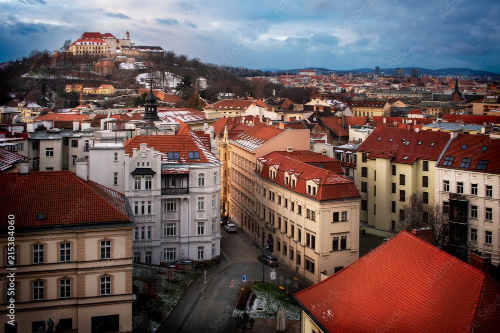 Obraz na płótnie Cityscape of Brno Czech Republic with cloudy sky w salonie
