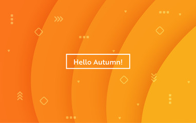 Hello Autumn Layout with Leaves for Web, Landing Page, Banner, Poster, Website Template. Fall Seasonal Background for Mobile App, Social Media. Vector illustration