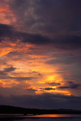 Wall Mural - dramatic sky at sunset after severe thunderstorm.