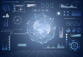 Wall Mural - abstract technology ui futuristic concept world digital hud interface hologram elements of digital d