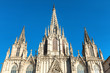 Facade of gothic Cathedral Of Barcelona in Spain