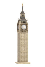 Big Ben Tower The Architectural Symbol Of London, England And Great Britain Isolated On White Background