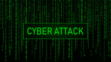 Wall Mural - cyber attack. hacking. digital background green matrix. binary computer code. vector illustration. c