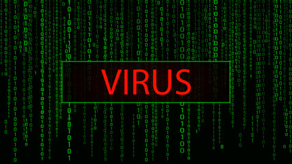 Wall Mural - computer virus. cyber attack. hacking. digital background green matrix. binary computer code. vector