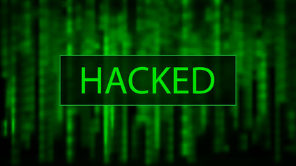 Wall Mural - cyber attack. hacked. digital background green matrix. binary computer code. vector illustration. co
