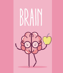 Wall Mural - Cute brain cartoon card