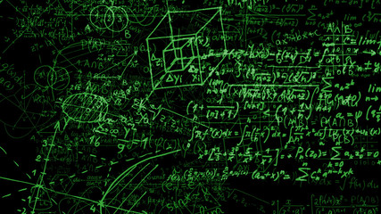 Wall Mural - 3D rendering of abstract blocks of mathematical formulas located in the virtual space