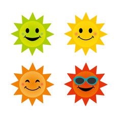 Wall Mural - smiling sun icon set