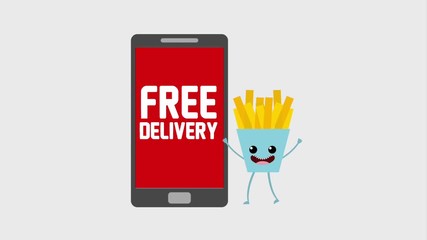 Sticker - kawaii french fries smartphone free delivery buy online animation hd animation hd