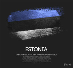 Wall Mural - Estonia Flag Made of Glitter Sparkle Brush Paint Vector