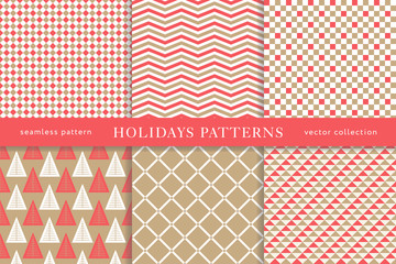 Wall Mural - Winter holidays seamless patterns