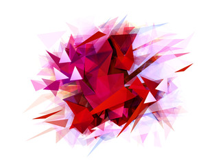Poster - Modern abstract banner with red color and contrast graphic texture formed by geometric triangles.