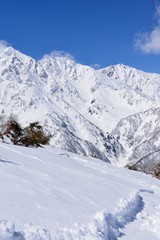 Hakuba snow mountain in Nagano Japan sunny weather