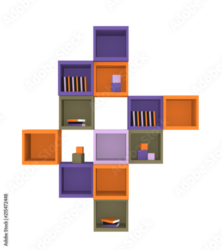 Modernes Wohnen Regal Aus Wurfeln In Trendigen Farben Aus Vorderansicht Auf Weiss Isoliert 3d Render Buy This Stock Illustration And Explore Similar Illustrations At Adobe Stock Adobe Stock