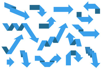 Wall Mural - blue paper arrows. set