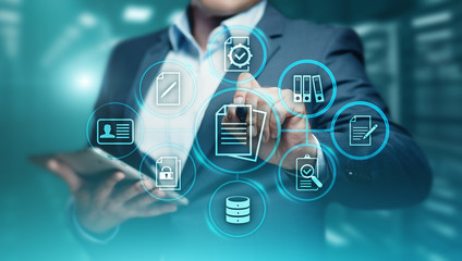 Wall Mural - document management data system business internet technology concept