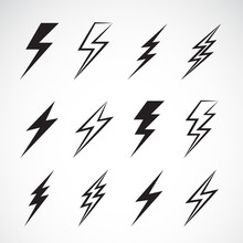 Vector Of Thunder Lightning Flat Icons Set On White Background. Easy Editable Layered Vector Illustration.