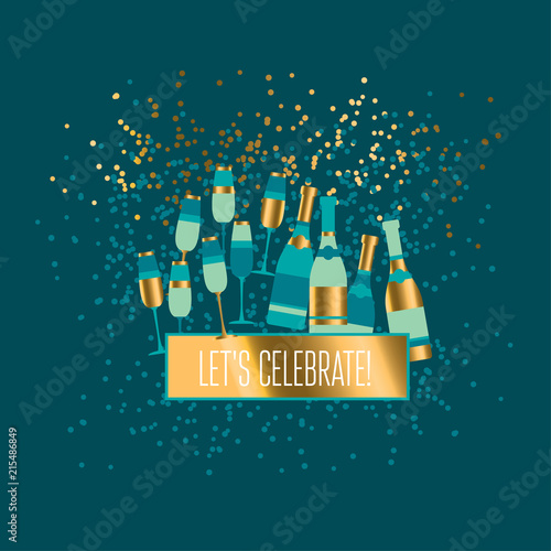 Xmas simple laconic champagne elements