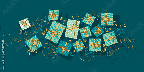 Simple xmas gift box element for header, card, invitation,