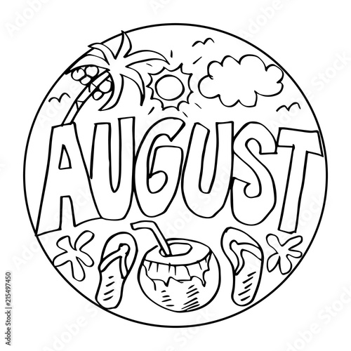 August Coloring Pages for Kids Stock Illustration | Adobe Stock