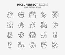 Beer Thin Line Icons