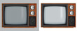 Old wooden television.Vector retro television mock up with transparent glass screen isolate on white and transparent background.