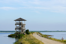 bird observation tower in the liepaja lake