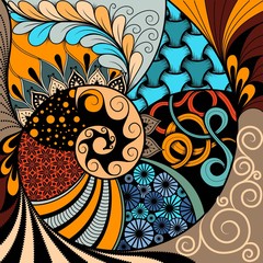 Wall Mural - Hand-drawn ethno zentangle pattern, tribal background. It can be used for wallpaper, web page, bags, print and others. African style. Vector illustration