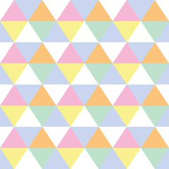 Wall Mural - geometric seamless pattern of triangles in pastel colors of pink, yellow, orange, green, blue and yellow