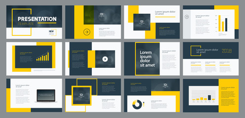 Fototapete - business presentation template design and page layout design for brochure ,annual report and company profile , with info graphic elements 
