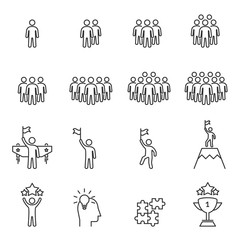 Wall Mural - People Icons Line Work Group Team, Persons Crowd Symbol Perfect Design Simple Set For Using In Web site Infographics Report, Outline Vector Illustration