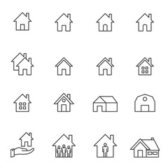 Wall Mural - house line icon set vector illustration