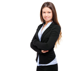 Wall Mural - Portrait of a beautiful businesswoman isolated on white background