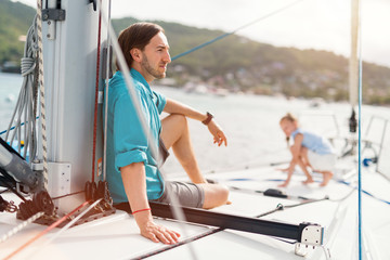 Poster - Family on board of sailing yacht