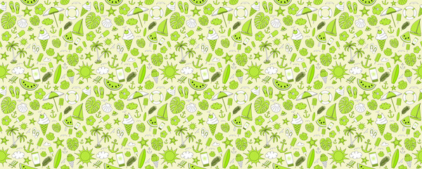 Wall Mural - summer - colourful pattern with cute hand drawn elements. vector.
