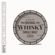 Whisky barrel logo. Single malt whiskey on white background