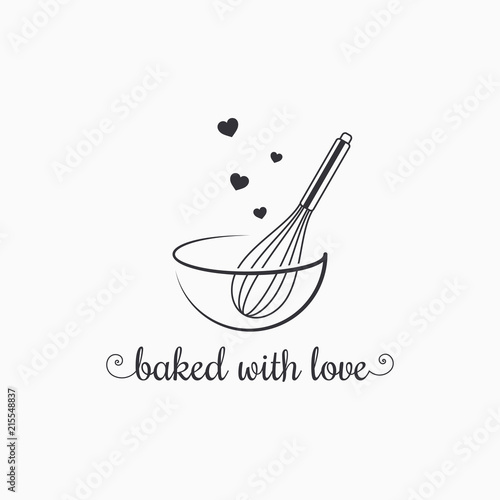 Cuadros en Lienzo baking with wire whisk logo on white background