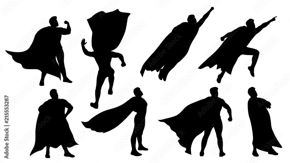 super hero silhouette set - obrazy, fototapety, plakaty 