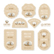 Set of tags and logo for cotton manufacture