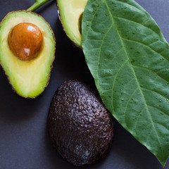 Ripe fresh black avocado